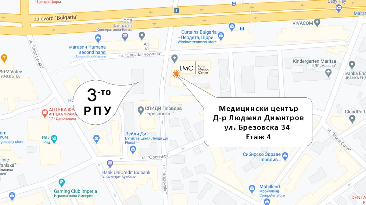 местоположение на лазерен медицински център в Пловдив - Людмил Димитров